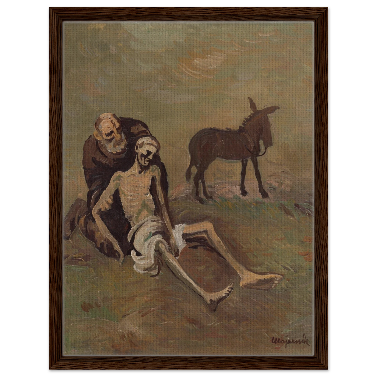 The Good Samaritan by CypriÃ¡n MajernÃ­k â€“ Expressionist Biblical Wall Art PrintCanvas30x40 cm / 12x16â€³