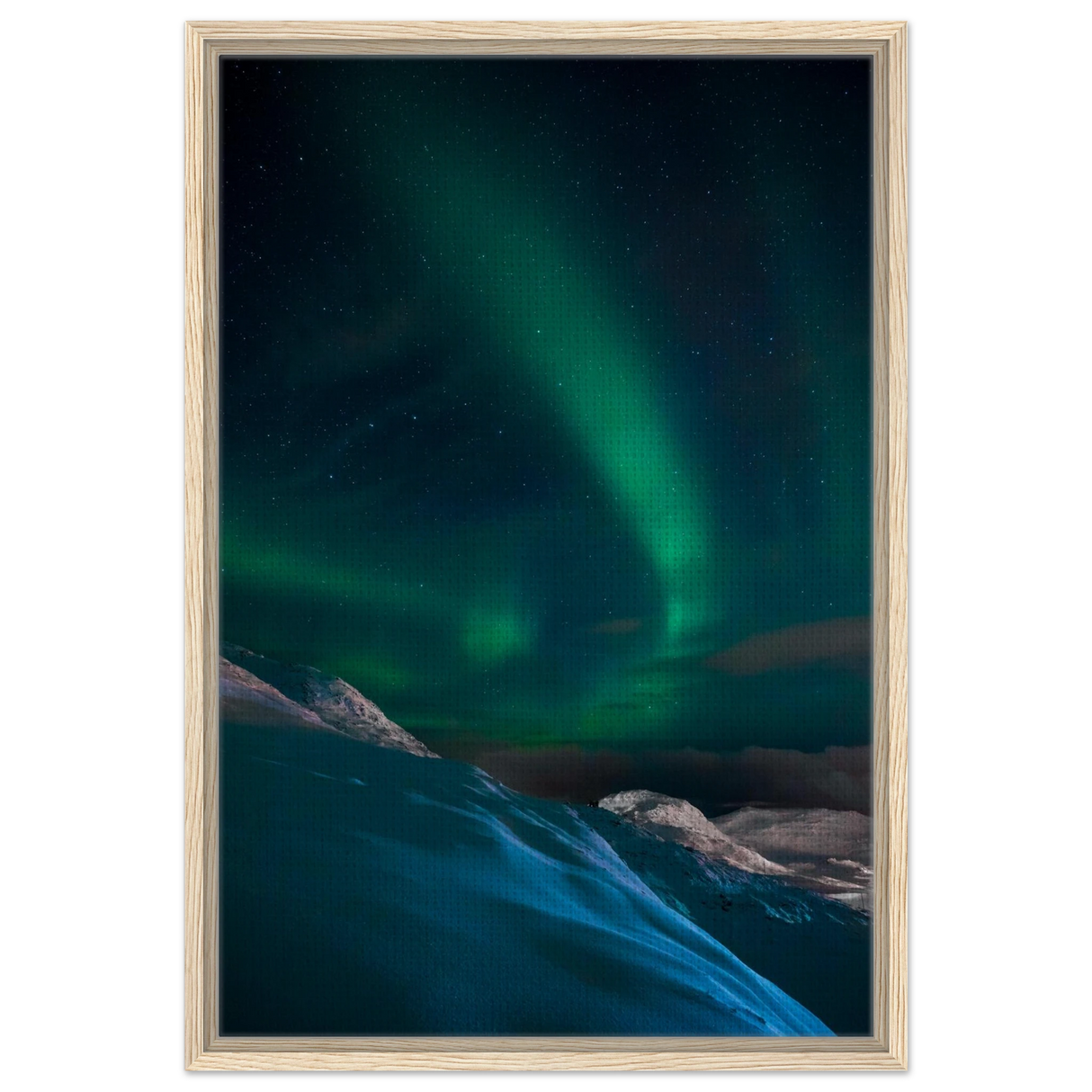 celestial veil dancing lights over arctic silence fine art photography northern lights wall art print30x45 cm / 12x18″Wood Prints