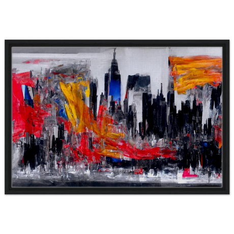 Urban Inferno â€“ Abstract Cityscape Wall Art PrintFramed Canvas30x45 cm / 12x18â€³