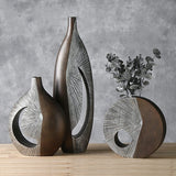 Sweeping Silver Resin Vase – Modern Abstract Floor & Table Décor