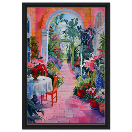 garden of morning light blooming terrace escape wall art print20x30 cm / 8x12″Framed Canvas