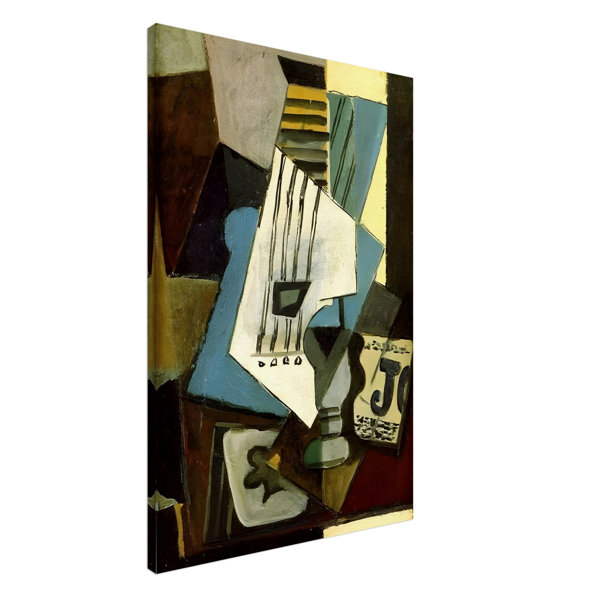 nature morte guitar newspaper glass and ace of clubs by pablo picasso 1914