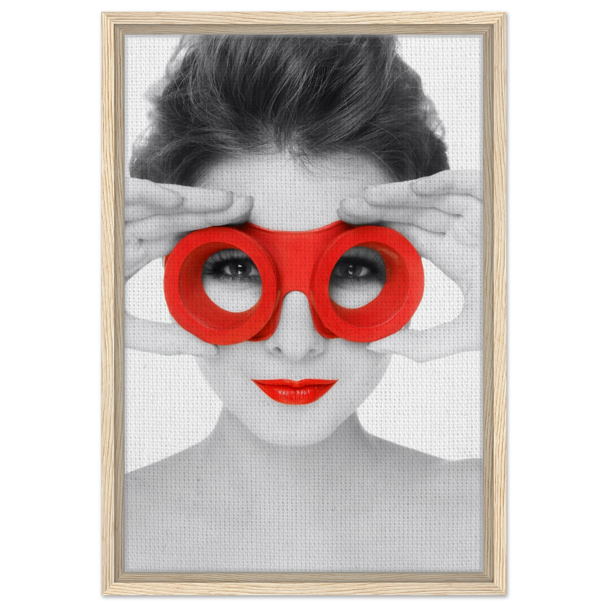 through crimson eyes monochrome glamour pop wall art print20x30 cm / 8x12″Wood Prints
