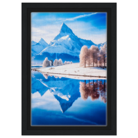frozen reflections of majesty snowy mountain landscape wall art print40x60 cm / 16x24″Brushed Aluminum Print