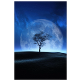 lunar silence a moonlit whisper in the night dreamy digital fantasy landscape wall art print60x90 cm / 24x36″Aluminum Print