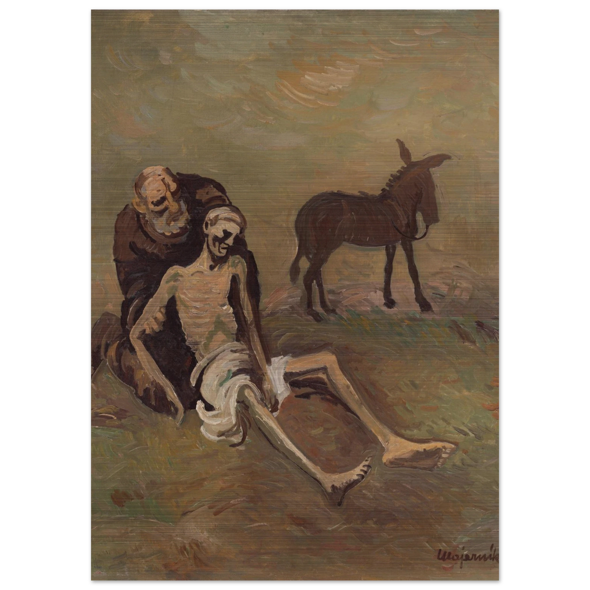The Good Samaritan by CypriÃ¡n MajernÃ­k â€“ Expressionist Biblical Wall Art PrintCanvas20x30 cm / 8x12â€³