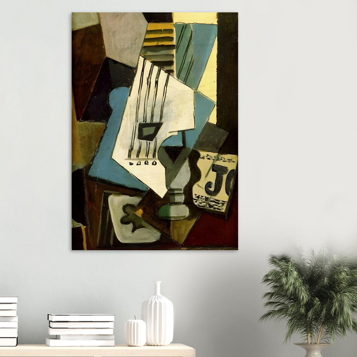 nature morte guitar newspaper glass and ace of clubs by pablo picasso 1914