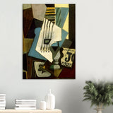 nature morte guitar newspaper glass and ace of clubs by pablo picasso 1914