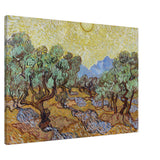 olive trees with yellow sky and sun by vincent van gogh wall art