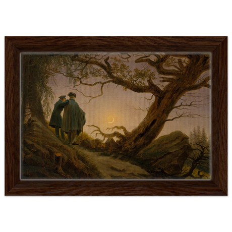two men contemplating the moon by caspar david friedrich romantic landscape wall art print40x50 cm / 16x20″Framed Canvas