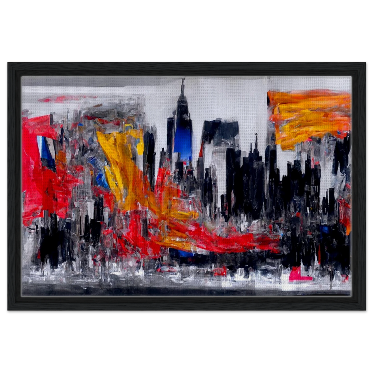 Urban Inferno â€“ Abstract Cityscape Wall Art PrintFramed Canvas40x60 cm / 16x24â€³
