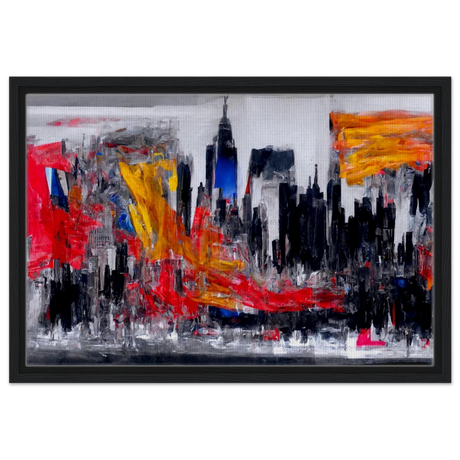 Urban Inferno â€“ Abstract Cityscape Wall Art PrintFramed Canvas40x60 cm / 16x24â€³