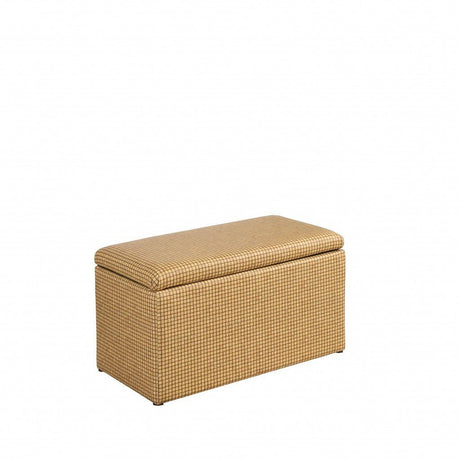 17" Yellow and Brown Upholstered Faux Leather Bench with Flip top - 