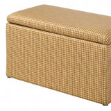 17" Yellow and Brown Upholstered Faux Leather Bench with Flip top - 