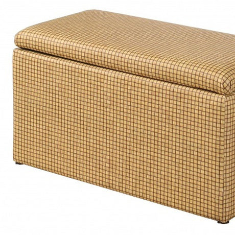 17" Yellow and Brown Upholstered Faux Leather Bench with Flip top - 