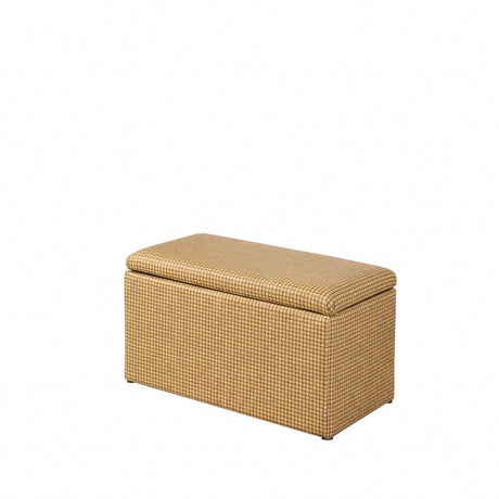 17" Yellow and Brown Upholstered Faux Leather Bench with Flip top - 