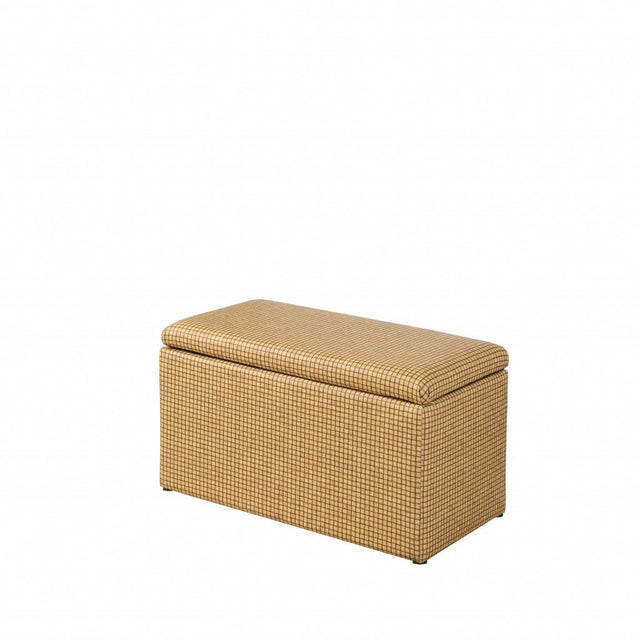 17" Yellow and Brown Upholstered Faux Leather Bench with Flip top - 