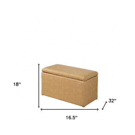 17" Yellow and Brown Upholstered Faux Leather Bench with Flip top - 