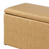 17" Yellow and Brown Upholstered Faux Leather Bench with Flip top - 