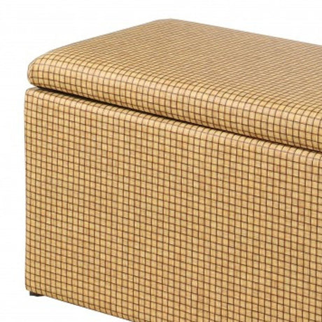 17" Yellow and Brown Upholstered Faux Leather Bench with Flip top - 