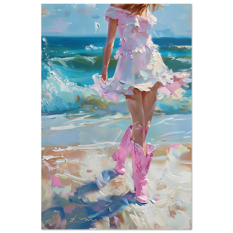 seaside sass pink boots ocean breeze wall art print40x60 cm / 16x24″Acrylic Print