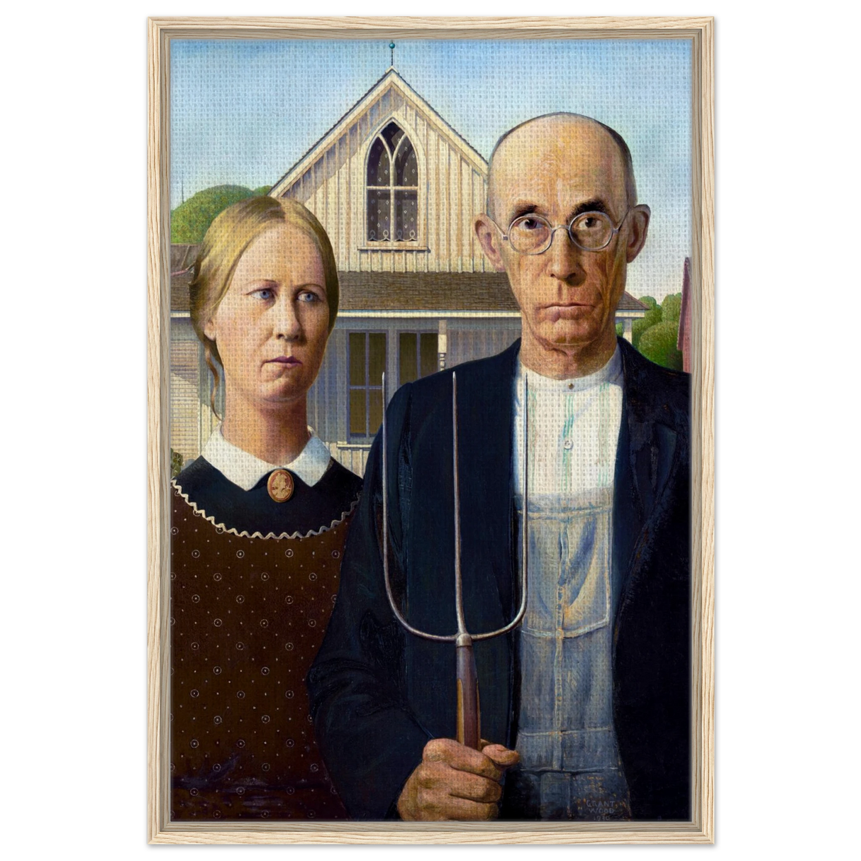 American Gothic by Grant Wood â€“ Iconic American Regionalism Art PrintAcrylic Print60x90 cm / 24x36â€³