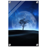 lunar silence a moonlit whisper in the night dreamy digital fantasy landscape wall art print20x30 cm / 8x12″Brushed Aluminum Print