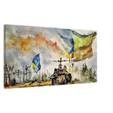 Never Give Up â€“ Ukraine | Panoramic Watercolour War Art PrintDesign Option 230x60 cm / 12x24â€³