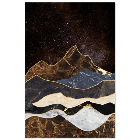 celestial ridges marbled mountain majesty wall art print20x30 cm / 8x12″Framed Canvas