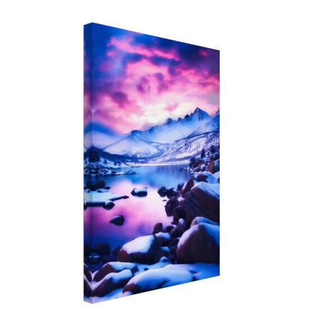 twilight serenity snowy mountain lake at sunset wall art print20x30 cm / 8x12″Framed Canvas