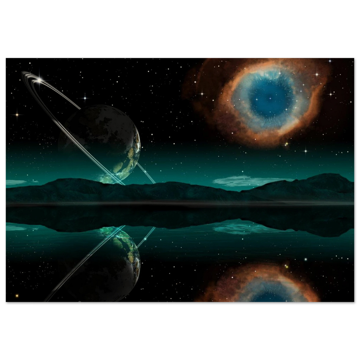 celestial reflections a portal beyond the stars wall art print40x60 cm / 16x24″Framed Canvas