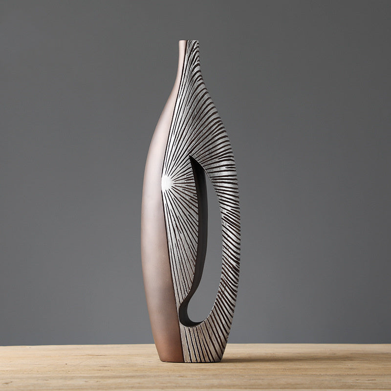 Sweeping Silver Resin Vase – Modern Abstract Floor & Table Décor
