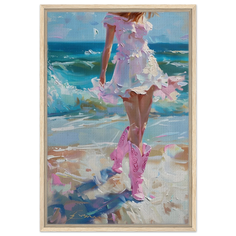 seaside sass pink boots ocean breeze wall art print60x90 cm / 24x36″Framed Canvas