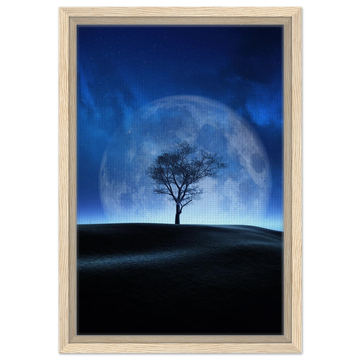 lunar silence a moonlit whisper in the night dreamy digital fantasy landscape wall art print50x75 cm / 20x30″Brushed Aluminum Print