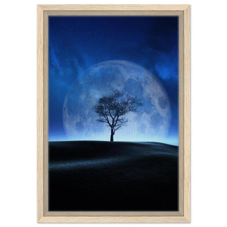 lunar silence a moonlit whisper in the night dreamy digital fantasy landscape wall art print50x75 cm / 20x30″Brushed Aluminum Print