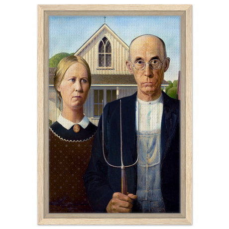 American Gothic by Grant Wood â€“ Iconic American Regionalism Art PrintFramed Canvas40x60 cm / 16x24â€³