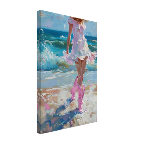 seaside sass pink boots ocean breeze wall art print60x90 cm / 24x36″Framed Canvas