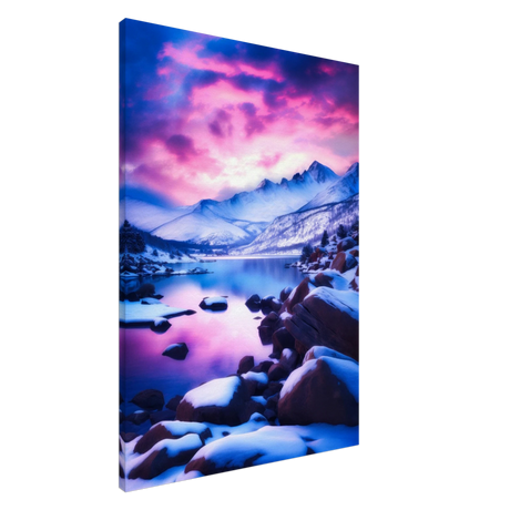 twilight serenity snowy mountain lake at sunset wall art print50x75 cm / 20x30″Framed Canvas
