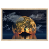 lunar eclipse isle a celestial nightscape awakened by the moon fine art digital illustration surreal moonlit scene50x75 cm / 20x30″Canvas