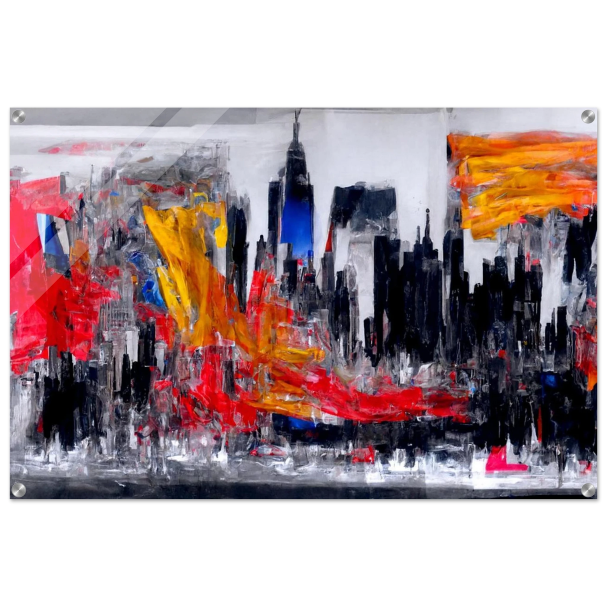 Urban Inferno â€“ Abstract Cityscape Wall Art PrintFramed Canvas50x75 cm / 20x30â€³