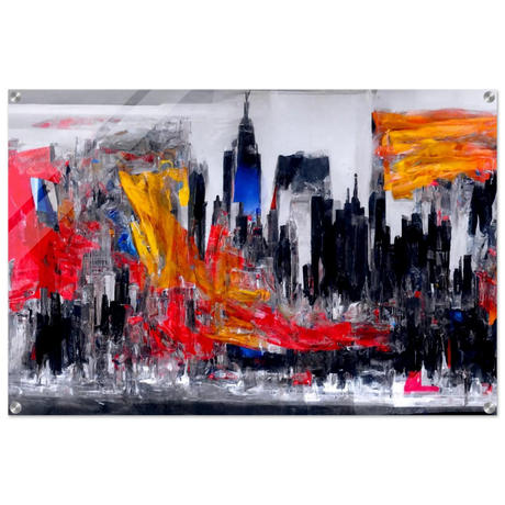 Urban Inferno â€“ Abstract Cityscape Wall Art PrintFramed Canvas50x75 cm / 20x30â€³