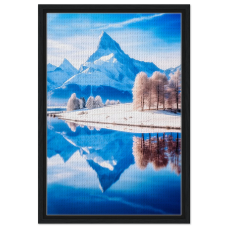 frozen reflections of majesty snowy mountain landscape wall art print20x30 cm / 8x12″Framed Canvas