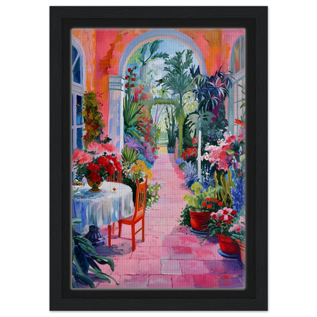 garden of morning light blooming terrace escape wall art print30x45 cm / 12x18″Framed Canvas