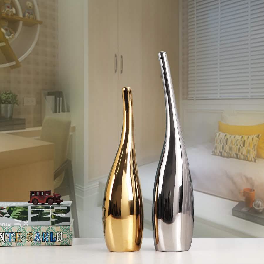 Nordic Gold Plating Ceramic Vases - Home Decor