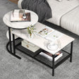 2x Nesting Coffee Table Set - White Faux Marble Top - 