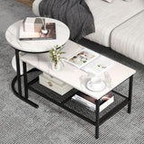 2x Nesting Coffee Table Set - White Faux Marble Top - 