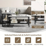 2x Nesting Coffee Table Set - White Faux Marble Top - 