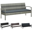 3 Seater Sofa Patio Deck Outdoor Wicker Couch with Cushions PE Rattan - Brown - 