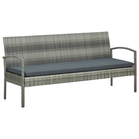 3 Seater Sofa Patio Deck Outdoor Wicker Couch with Cushions PE Rattan - Brown - 