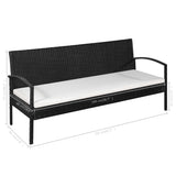 3 Seater Sofa Patio Deck Outdoor Wicker Couch with Cushions PE Rattan - Brown - 